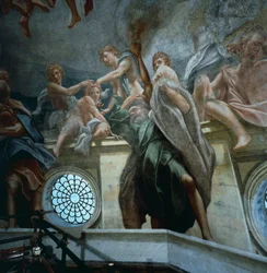 Figura di apostolo, dettaglio degli affreschi della cupola del Duomo di Parma, di Antonio Allegri Da Correggio (1489-1534)