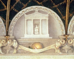 Lunetta che mostra il Tempio o Giove, affresco di Antonio Allegri Da Correggio (1489-1534) Camera dell