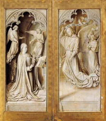 Annunciazione in grisaille (monocromatico grigio), ali esterne del trittico d