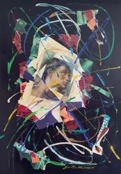 G. C. Riccardi, Adamo, 1986, Gemischte Medien auf Leinwand, 70x100, Italia.