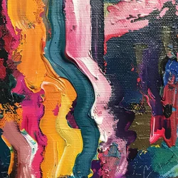 Colori di vernice acrilica vividi e dinamici con pennellate di olio su tela