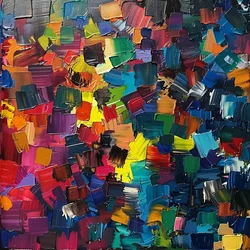 Arte contemporanea dipinto a olio con texture colorata e brillante per appendere alla parete