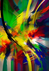 Pittura digitale astratta Una miscela di colori vivaci, stampa su tela online su richiesta