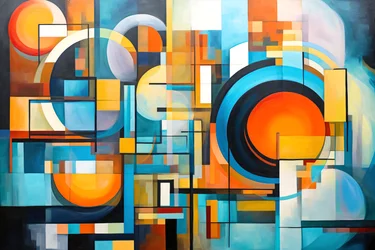 Fusione astratta geometrica Colori brillanti in olio e acrilico Decorazione artistica da parete
