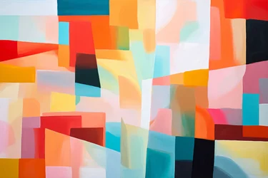 Stampe su tela orizzontali: Geometrico Acrilico Astratto Fusione Colori Luminosi