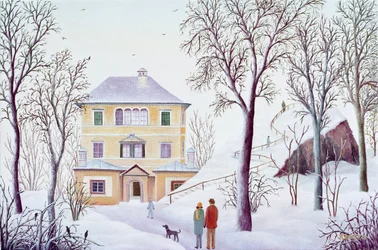 Il palazzo mensile di Hellbrunn in inverno