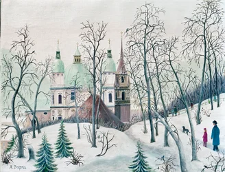 Cattedrale e chiesa francescana in inverno