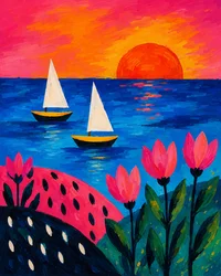Tramonto su un mare di fiori