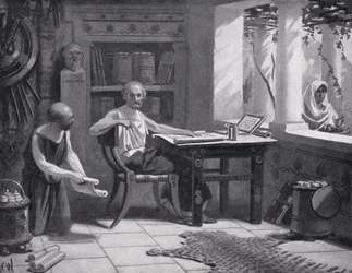 Senofonte che detta la sua storia, illustrazione da 