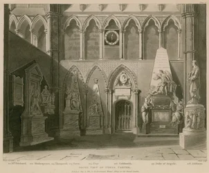 Veduta sud di Poets Corner, Westminster Abbey, Londra