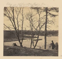 Vista sul fiume Appomattox, Virginia. La vedetta di Butler in lontananza