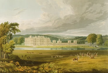 Longleat, Wiltshire, la residenza del Marchese di Bath, dopo uno schizzo di Frederick MacKenzie, inciso da Robert Havell, 1816