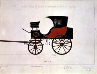 Progetto di una carrozza per il servizio postale, inciso da Engelmann e Graf
