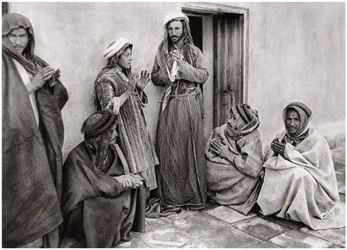 Un mullah che insegna una preghiera a un giovane, Iraq, 1925