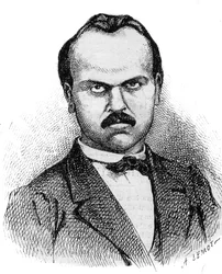 Ritratto di Louis Noir (1837-1901) scrittore francese - incisione di Lemot del 1870