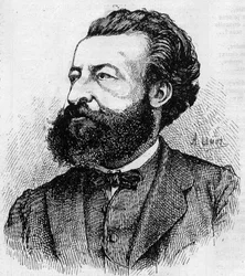 Ritratto di Ulrich de Fonvielle (1833-1911), giornalista e letterato francese - Incisione di Lemot del 1870
