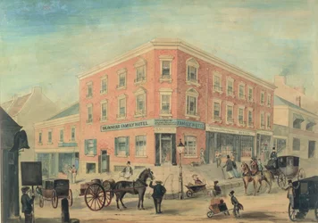 Angolo tra George e Hunter Streets, Sydney, 1849