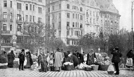 Grande mercato dei fiori, Budapest, Ungheria, 1922