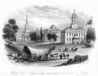 Il Tribunale, il Collegio Medico e la Chiesa, Augusta, Georgia, USA, XIX secolo