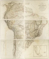 Contorni delle divisioni fisiche e politiche del Sud America