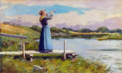 Corno da tavola calda. Dipinto di Abbott Fuller Graves (1859-1936). Olio su tela, 31,5 x 52 cm. Collezione privata.