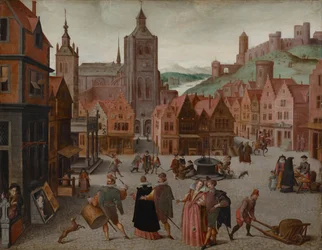 Il mercato di Bergen op Zoom, probabilmente tra il 1590 e il 1597 (olio su tavola)