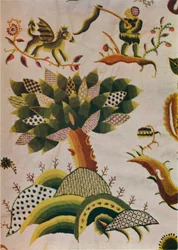 (dettaglio) di tenda da letto in crewel inglese, c1680