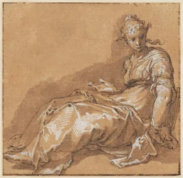 Donna seduta, rivolta verso sinistra