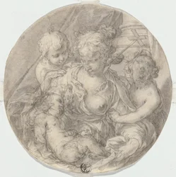 La Madonna con il Bambino Gesù, con il bambino Giovanni Battista e un altro bambino (Caritas)