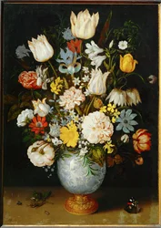 Bouquet di fiori (olio su legno di mogano)