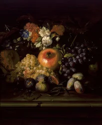 Natura morta con fiori e frutta
