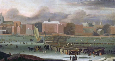 Fiera del gelo sul Tamigi a Temple Stairs, c.1684