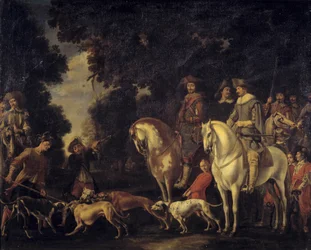Caccia al cinghiale. Dipinto di Abraham Hondius (1625-1695)