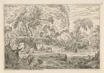 Paesaggio arcadico con arco di trionfo