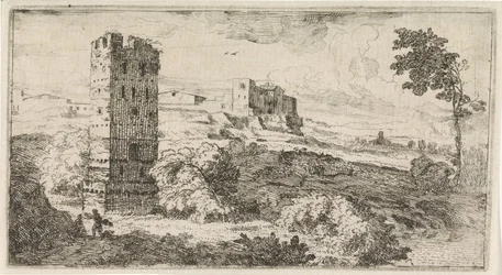 Paesaggio con torre quadrata