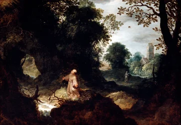 Paesaggio roccioso con San Francesco
