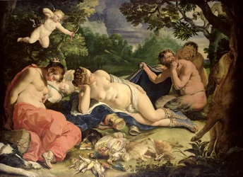 Diana e ninfe dormienti, visitate dai satiri, 1620