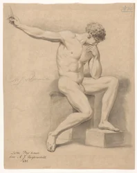 Nudo maschile seduto, visto di fronte (3° premio 1805)