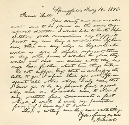 Lettera di Abraham Lincoln ad Alden Hall, datata 14 febbraio 1843