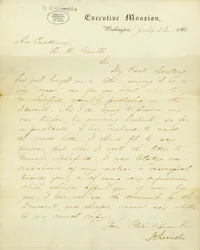 Lettera firmata A. Lincoln, Executive Mansion, Washington, a Sua Eccellenza, H.R. Gamble, 23 luglio 1863