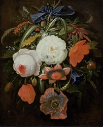 Natura morta di fiori appesi