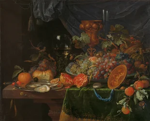 Natura morta con frutta e ostriche