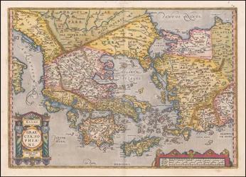 Carta della Grecia e della Turchia occidentale di Abraham Ortelius del 1584