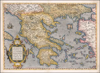 Carta della Grecia e del Mar Egeo del 1584 di Abraham Ortelius