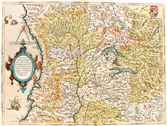 Ducatus Mediolanensis, Finitimarumq Regionu Descriptio Auctore Iooanne Georgio Septala Mediolanense Mappa geografica del Ducato di Milano da "Theatrum Orbis Terrarum" di Abraham Ortelius