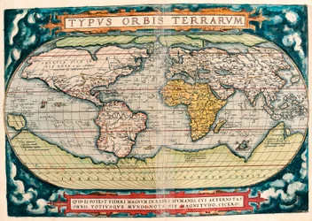 Carta della Terra (mappa del mondo), carta geografica dal «Theatrum Orbis Terrarum» di Abraham Ortelius (1527-1598)