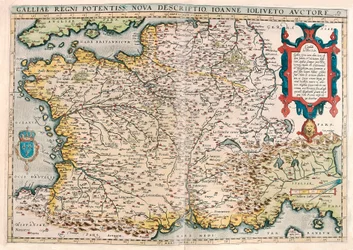 Galliae regni potentiss. nova descriptio. Ioanne Ioliveto auctore, mappa geografica del territorio della Gallia (Francia) da 