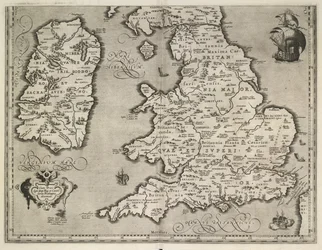 Mappa di Inghilterra, Galles e Irlanda, Theatrvm Orbis Terrarvm di Abraham Ortelius
