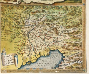 Mappa della regione Friuli Venezia Giulia, da Theatrum Orbis Terrarum di Abraham Ortelius