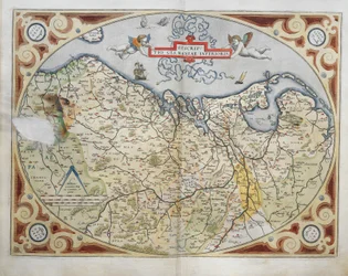 Mappa dei Paesi Bassi, da Theatrum Orbis Terrarum di Abraham Ortelius